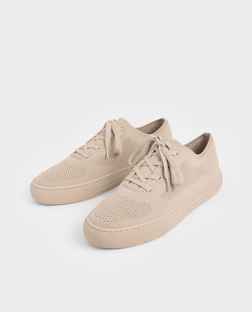 CHARLES & KEITH - Giày thể thao nữ cột dây Knitted Lace Up