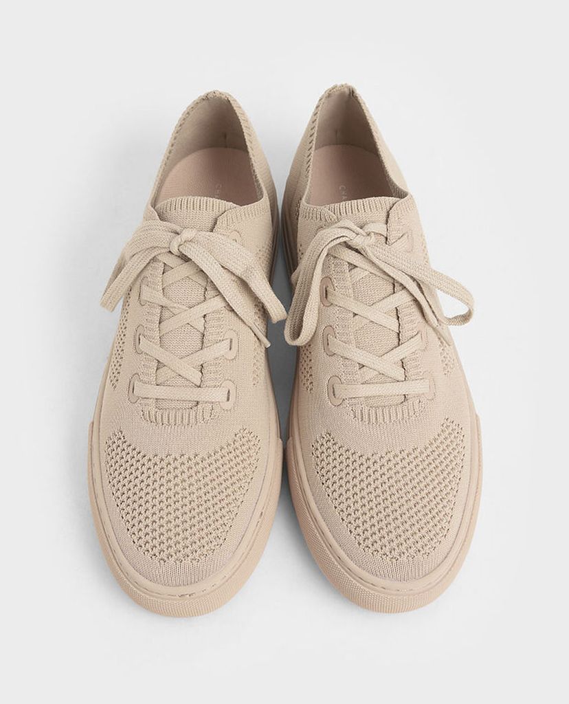 CHARLES & KEITH - Giày thể thao nữ cột dây Knitted Lace Up