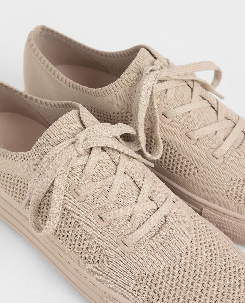 CHARLES & KEITH - Giày thể thao nữ cột dây Knitted Lace Up