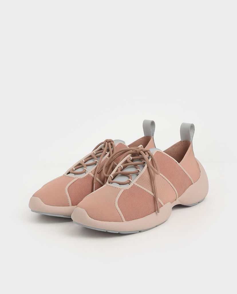 CHARLES & KEITH - Giày thể thao nữ cột dây Nylon & Microsuede Lace Up