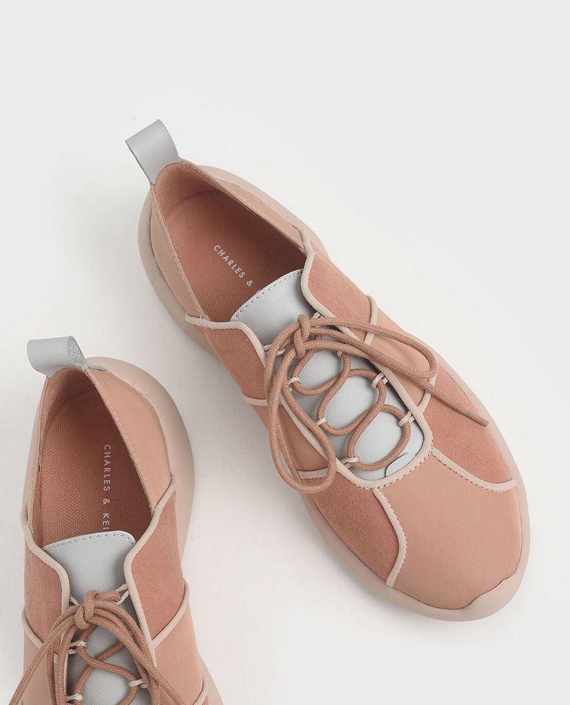 CHARLES & KEITH - Giày thể thao nữ cột dây Nylon & Microsuede Lace Up