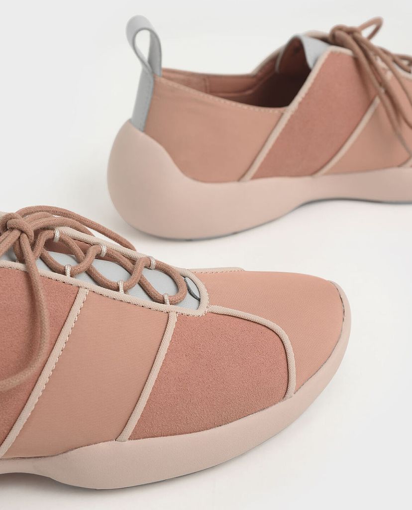 CHARLES & KEITH - Giày thể thao nữ cột dây Nylon & Microsuede Lace Up