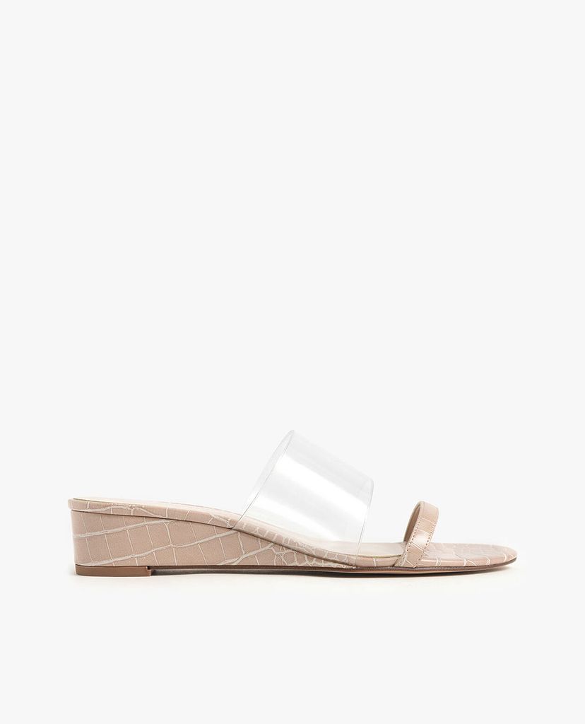 CHARLES & KEITH - Giày đế xuồng hở mũi Croc Effect Low