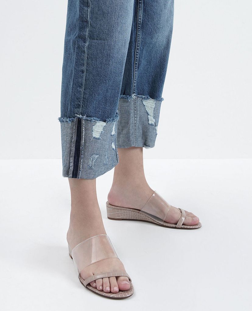 CHARLES & KEITH - Giày đế xuồng hở mũi Croc Effect Low