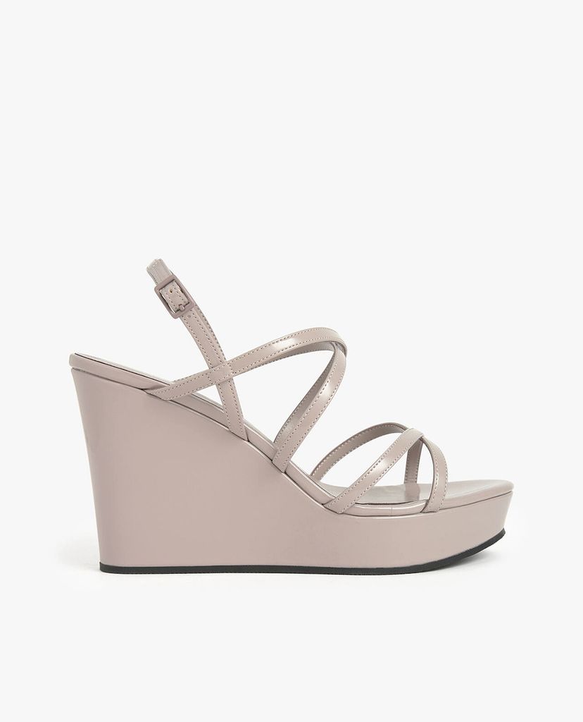 CHARLES & KEITH - Giày đế xuồng dây mảnh Patent Strappy Platform