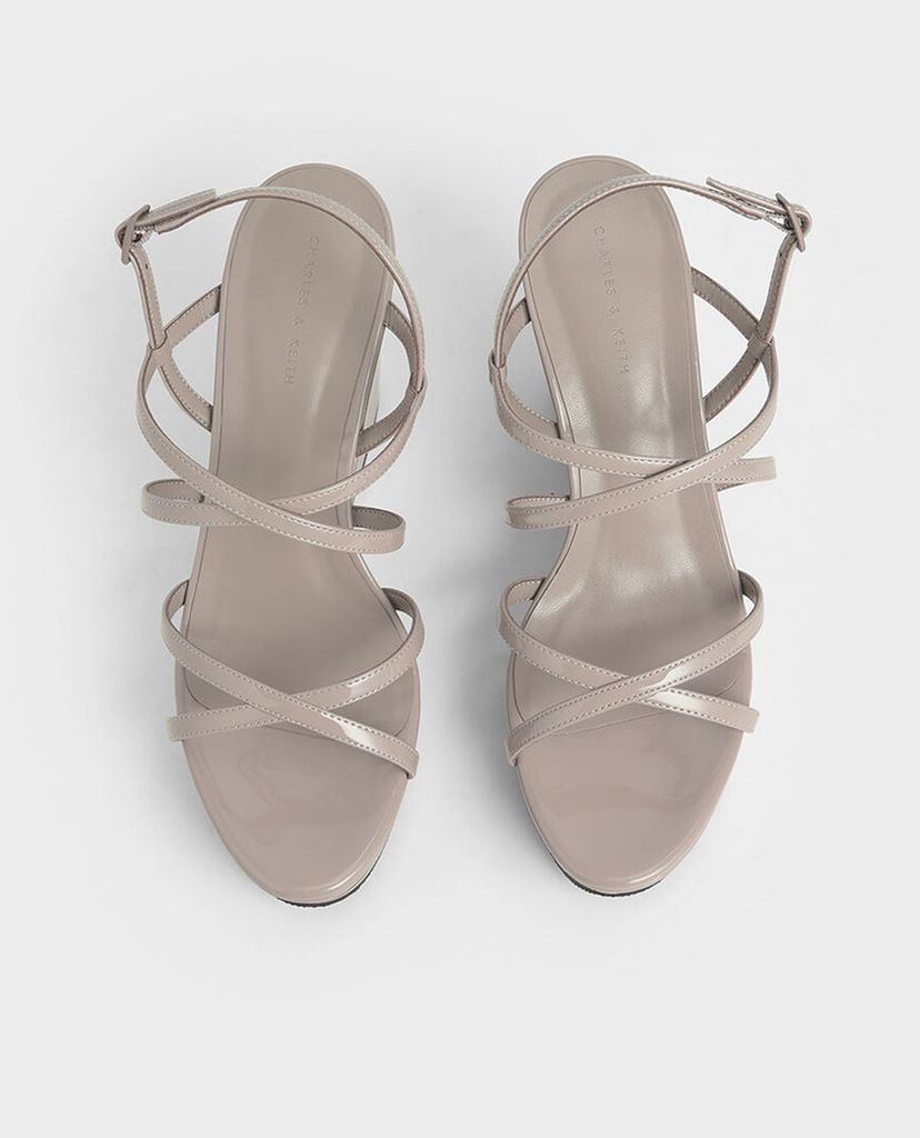 CHARLES & KEITH - Giày đế xuồng dây mảnh Patent Strappy Platform