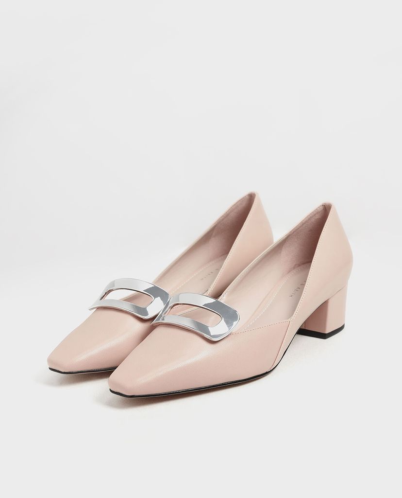 CHARLES & KEITH - Giày cao gót đế vuông Metal Accent