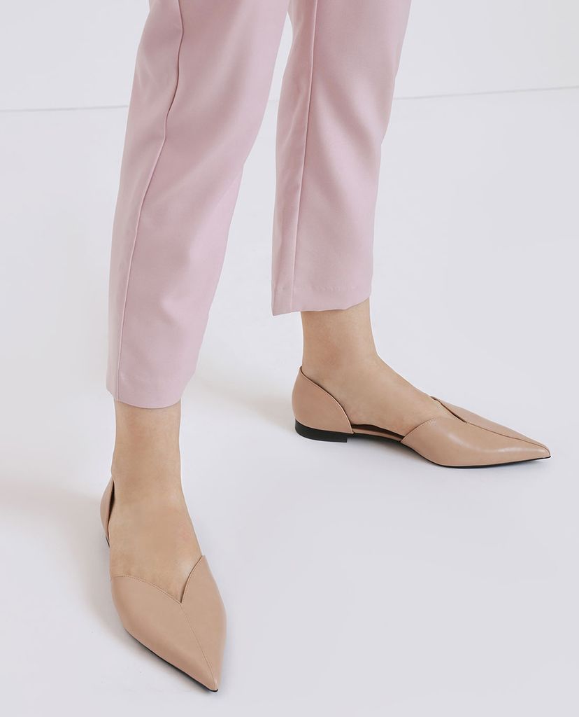 CHARLES & KEITH - Giày đế bệt nữ mũi nhọn Sweetheart Cut D Orsay