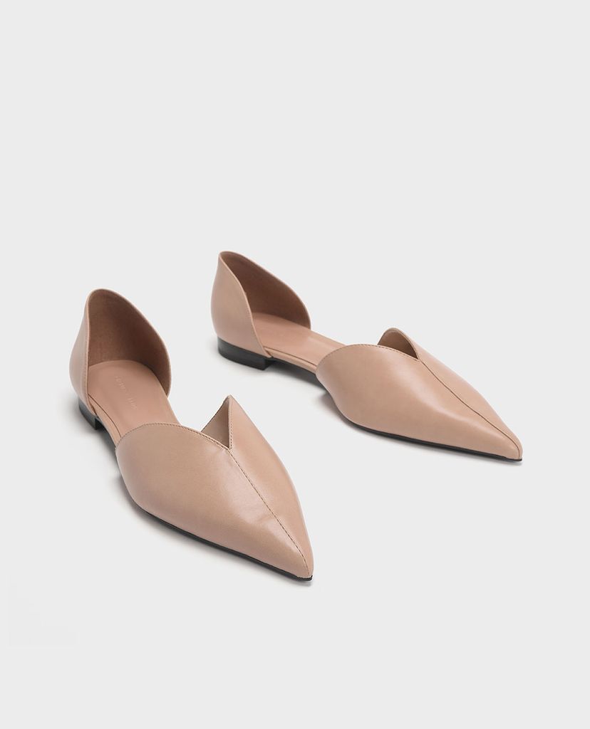 CHARLES & KEITH - Giày đế bệt nữ mũi nhọn Sweetheart Cut D Orsay
