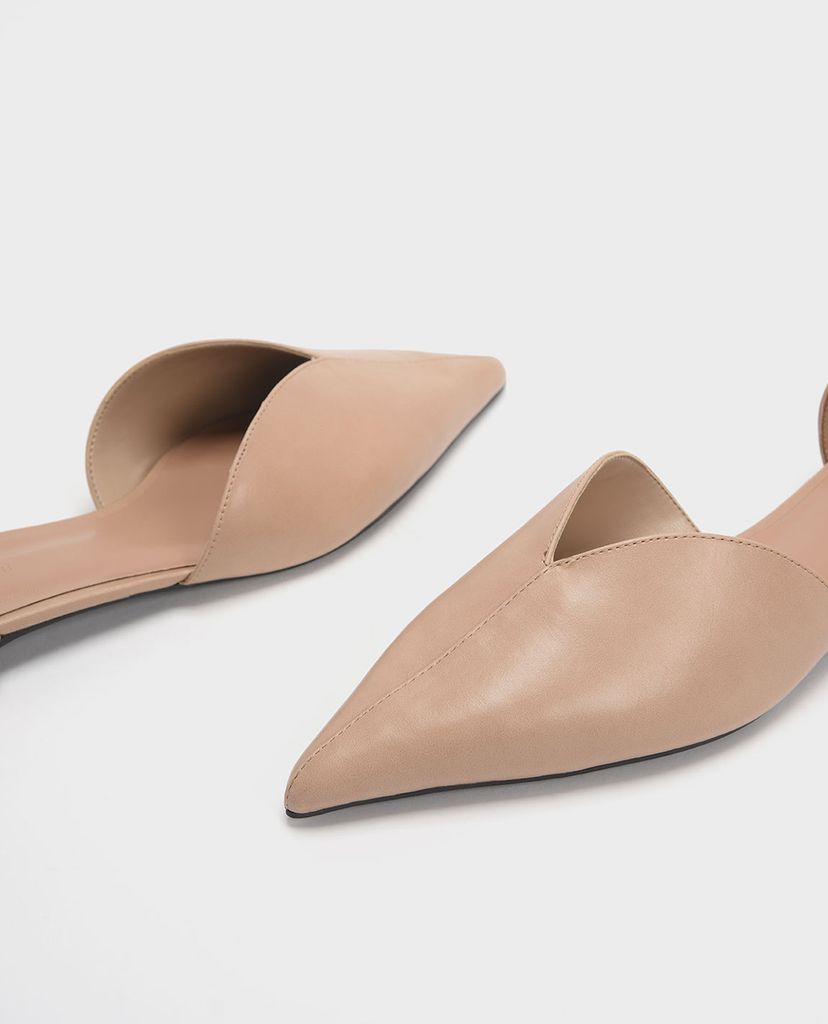 CHARLES & KEITH - Giày đế bệt nữ mũi nhọn Sweetheart Cut D Orsay