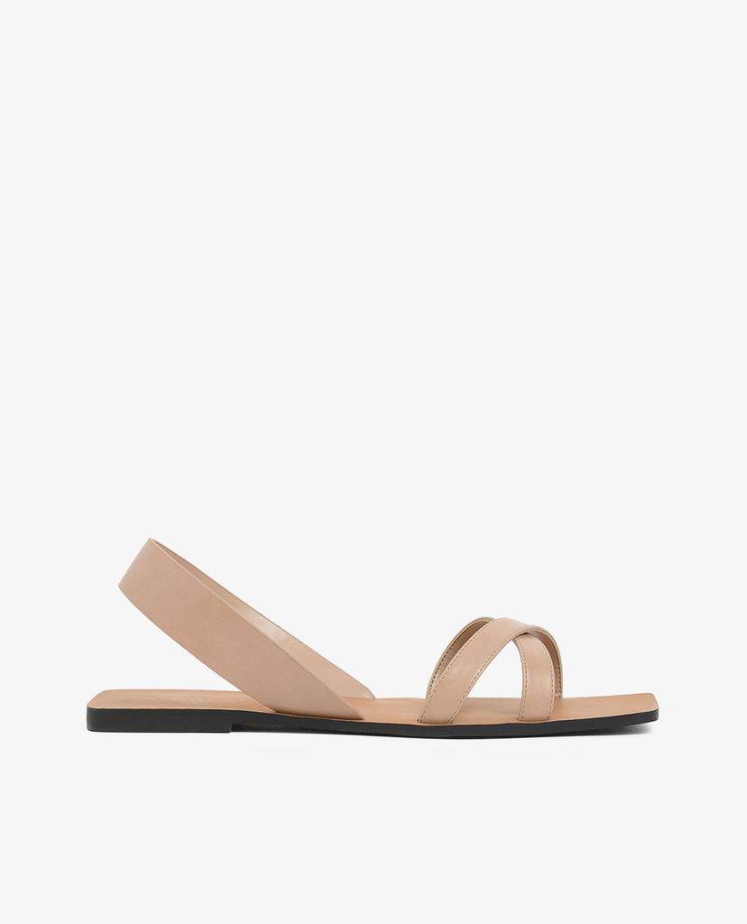 CHARLES & KEITH - Giày sandal Criss Cross Square Toe Slingback Flats