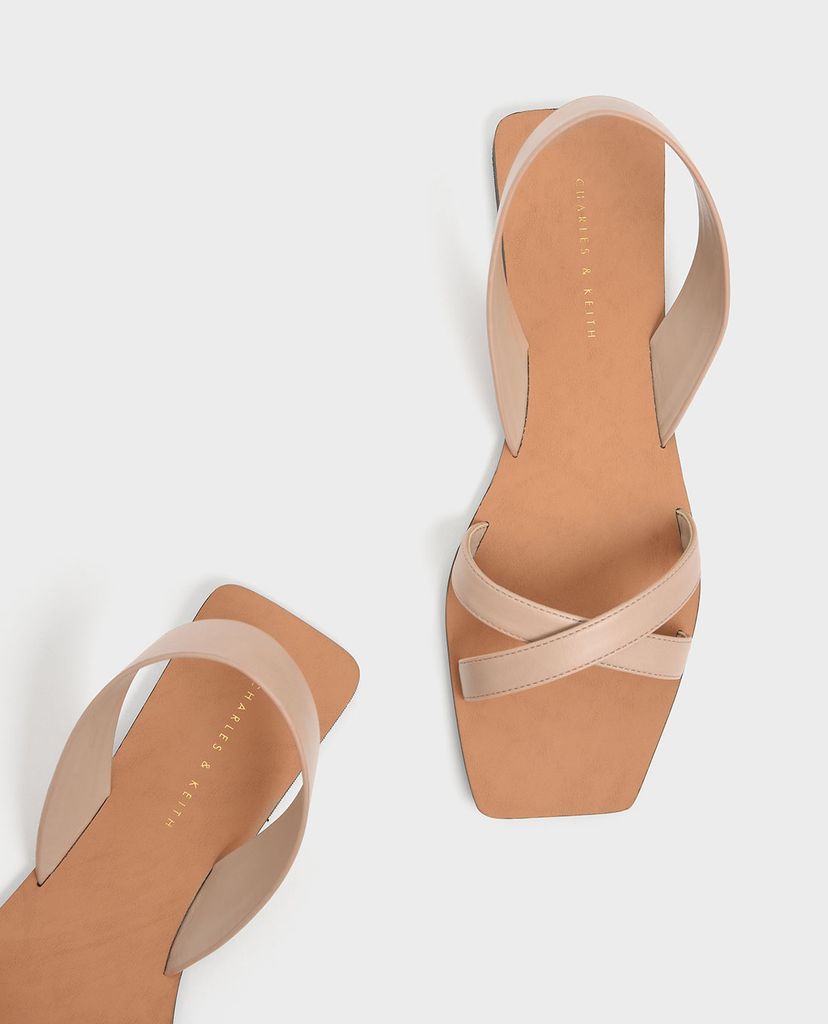 CHARLES & KEITH - Giày sandal Criss Cross Square Toe Slingback Flats