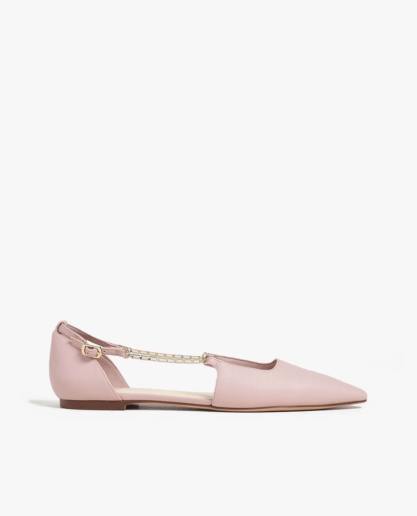 CHARLES & KEITH - Giày đế bệt nữ mũi nhọn Chain Strap