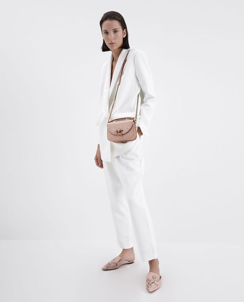 CHARLES & KEITH - Giày đế bệt Floral Embroidered Pointed Toe