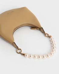 CHARLES & KEITH - Túi đeo vai nữ phối ngọc trai thời trang