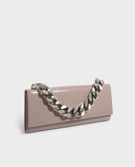 CHARLES & KEITH - Ví cầm tay nữ chữ nhật Front Flap Chain
