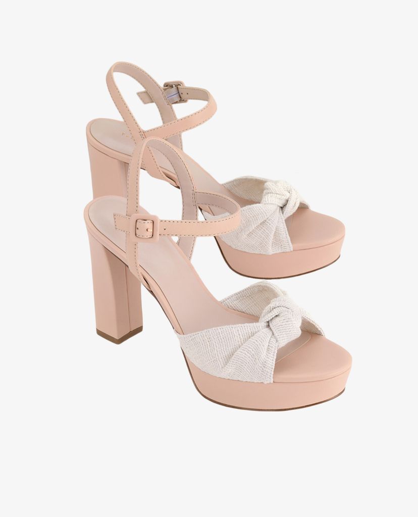 PEDRO - Giày sandals cao gót hở mũi đế vuông Knotted Leather Platform