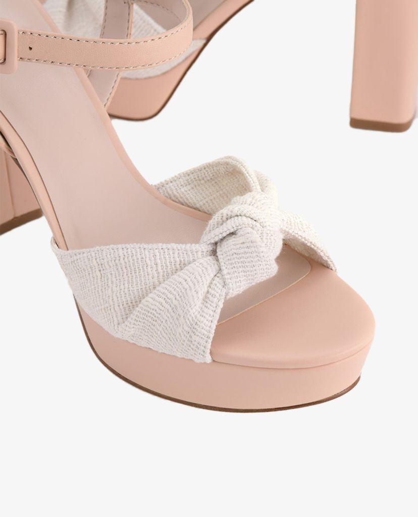 PEDRO - Giày sandals cao gót hở mũi đế vuông Knotted Leather Platform