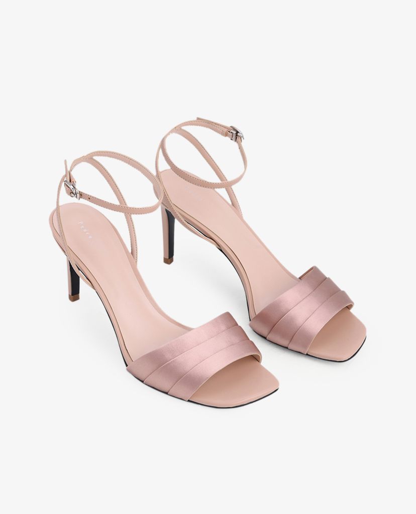 PEDRO - Giày sandals cao gót hở mũi Ankle Strap Satin