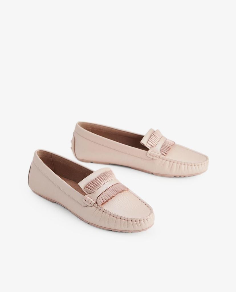 PEDRO - Giày đế bệt mũi tròn Pleats Embellished Leather
