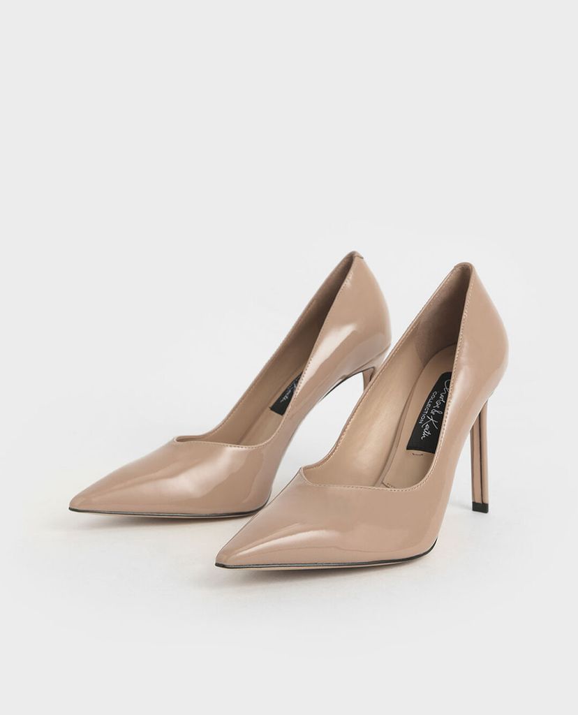 CHARLES & KEITH - Giày cao gót mũi nhọn Patent Leather Printed Pointed