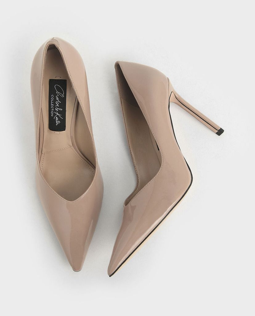 CHARLES & KEITH - Giày cao gót mũi nhọn Patent Leather Printed Pointed