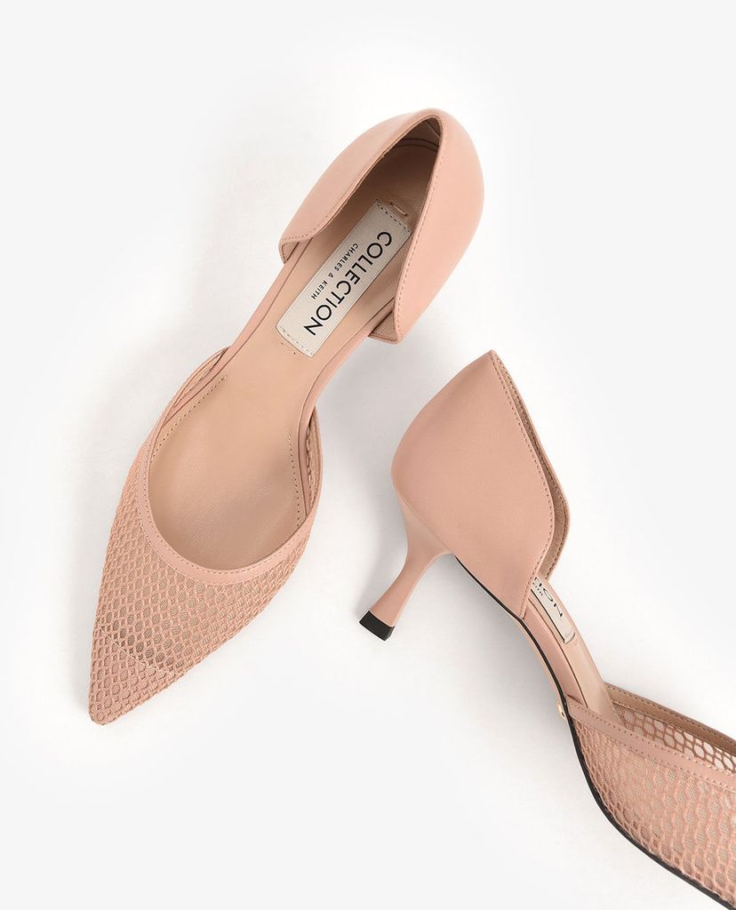 CHARLES & KEITH - Giày cao gót mũi nhọn phối lưới