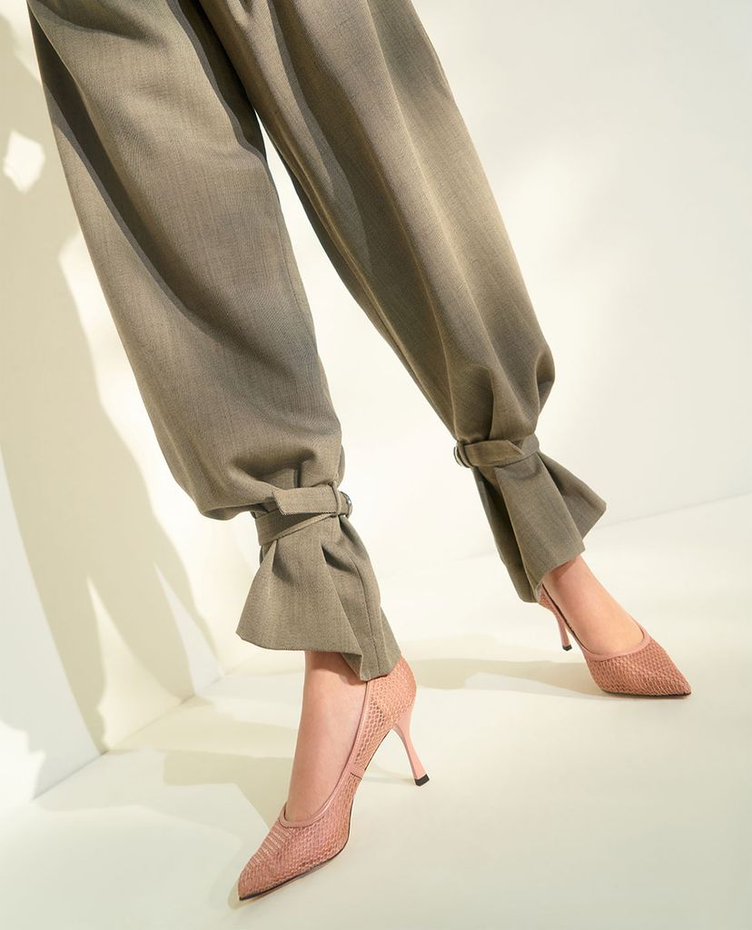 CHARLES & KEITH - Giày cao gót mũi nhọn Leather Mesh