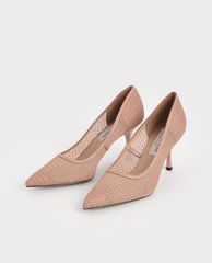 CHARLES & KEITH - Giày cao gót mũi nhọn Leather Mesh