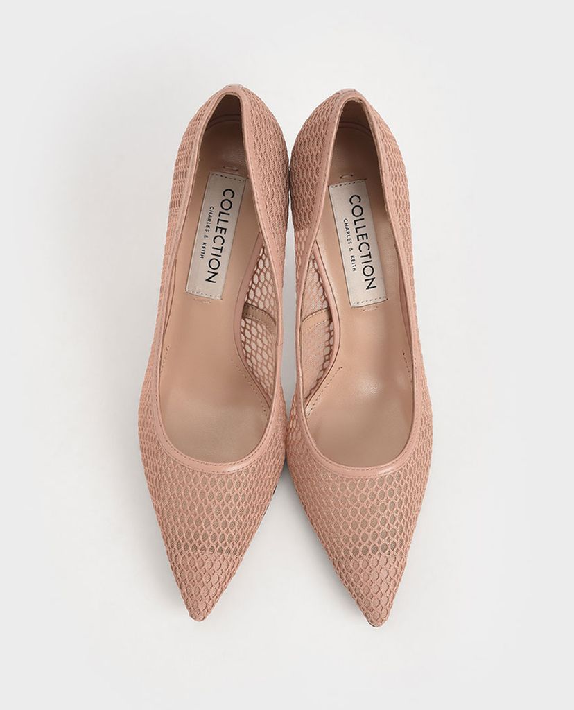 CHARLES & KEITH - Giày cao gót mũi nhọn Leather Mesh