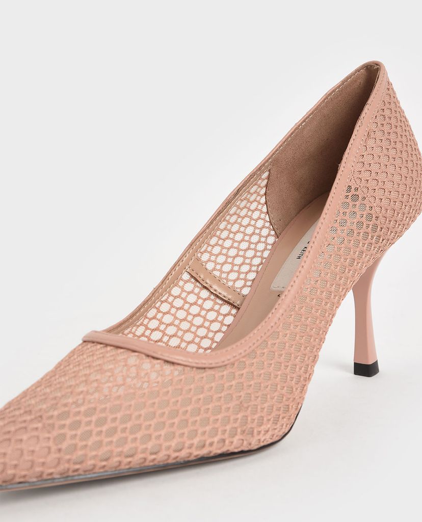 CHARLES & KEITH - Giày cao gót mũi nhọn Leather Mesh