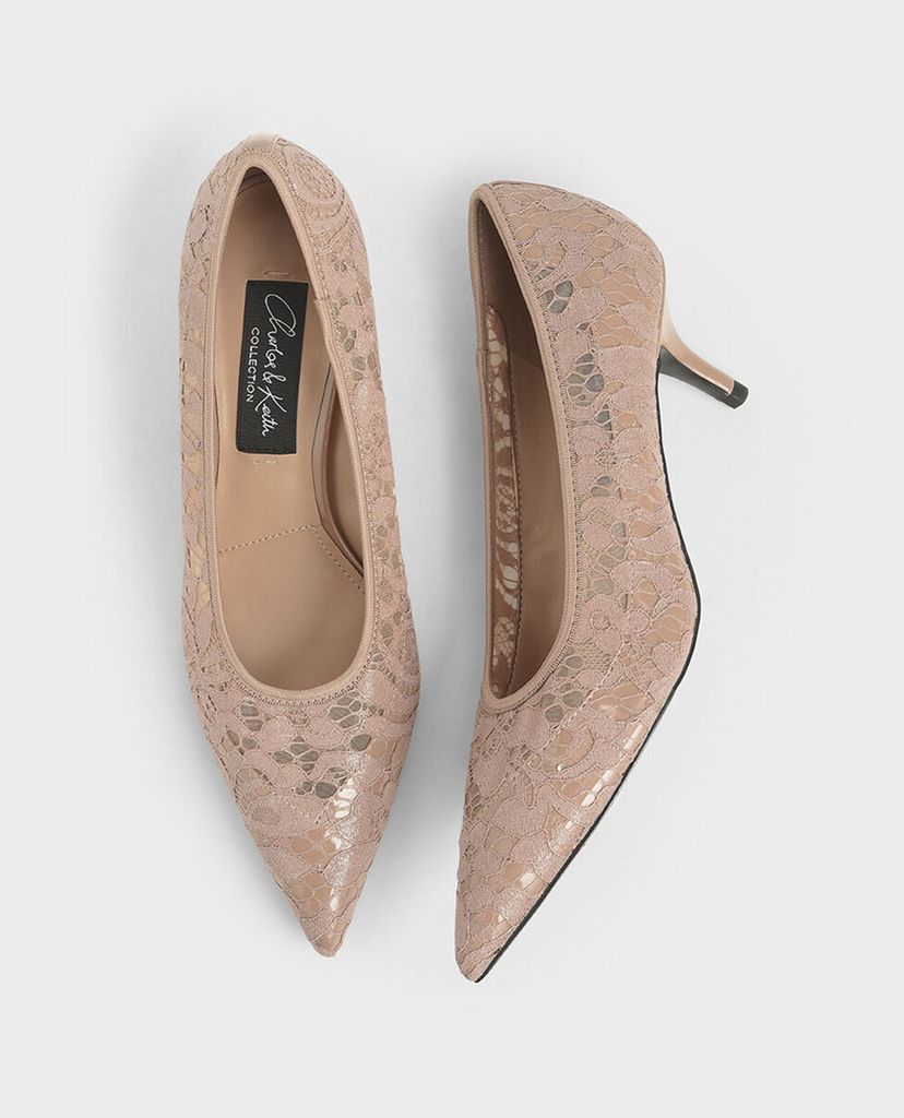 CHARLES & KEITH - Giày cao gót mũi nhọn Lace Pointed