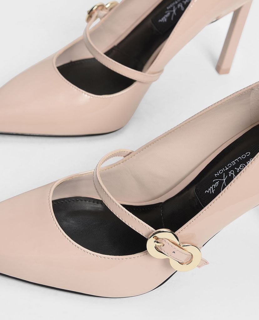CHARLES & KEITH - Giày cao gót mũi nhọn Leather Infinity