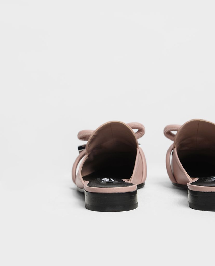 CHARLES & KEITH - Giày đế bệt phối nơ thắt Leather Bow