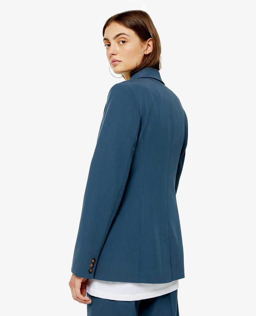 TOPSHOP - Áo blazer nữ tay dài Blue Double Breasted