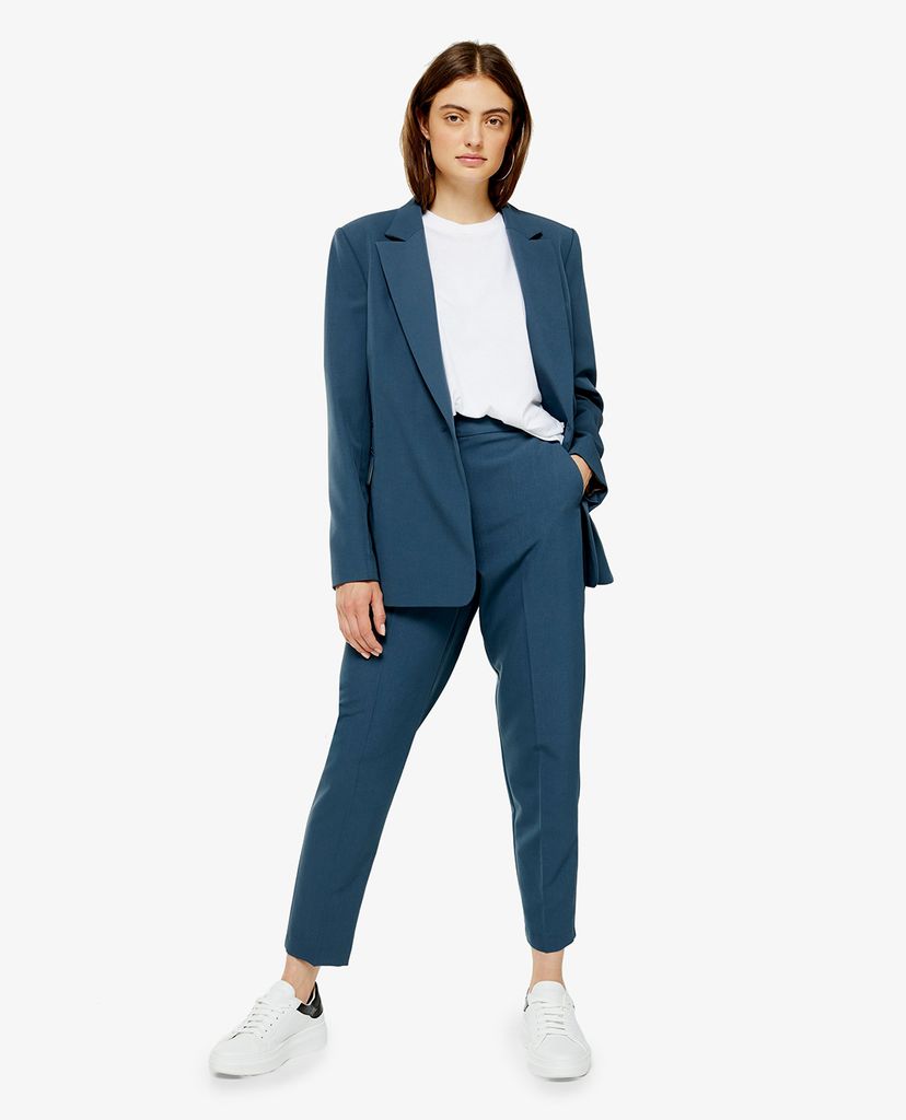 TOPSHOP - Áo blazer nữ tay dài Blue Double Breasted