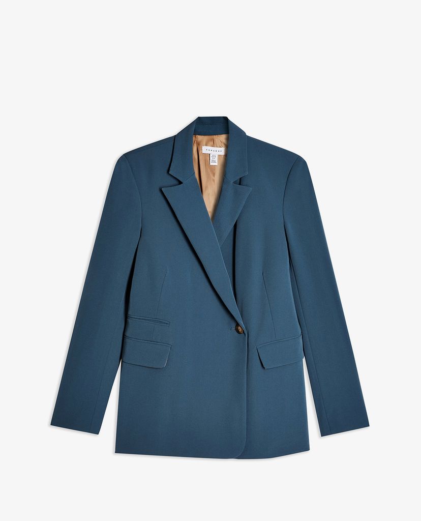 TOPSHOP - Áo blazer nữ tay dài Blue Double Breasted