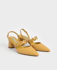 CHARLES & KEITH - Giày cao gót mũi nhọn Woven Strap Slingback