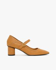 CHARLES & KEITH - Giày cao gót đế vuông Mustard Brogue Detail Mary Janes