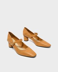 CHARLES & KEITH - Giày cao gót đế vuông Mustard Brogue Detail Mary Janes