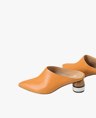 PEDRO - Giày cao gót đế tròn mũi nhọn Stone Wood Mules