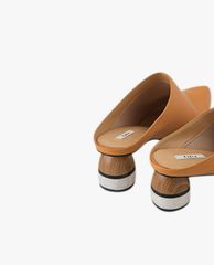 PEDRO - Giày cao gót đế tròn mũi nhọn Stone Wood Mules