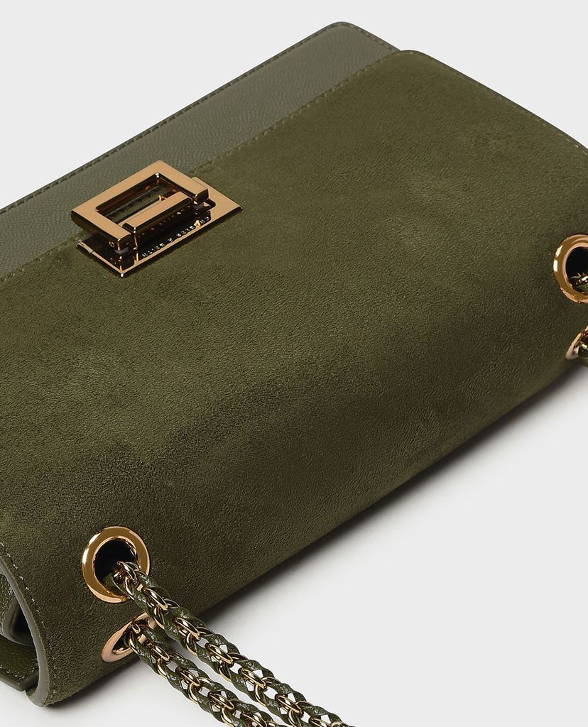 CHARLES & KEITH - Túi đeo vai chữ nhật Textured Chain Link