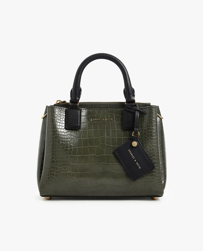 CHARLES & KEITH - Túi xách tay nữ Croc Effect Structured