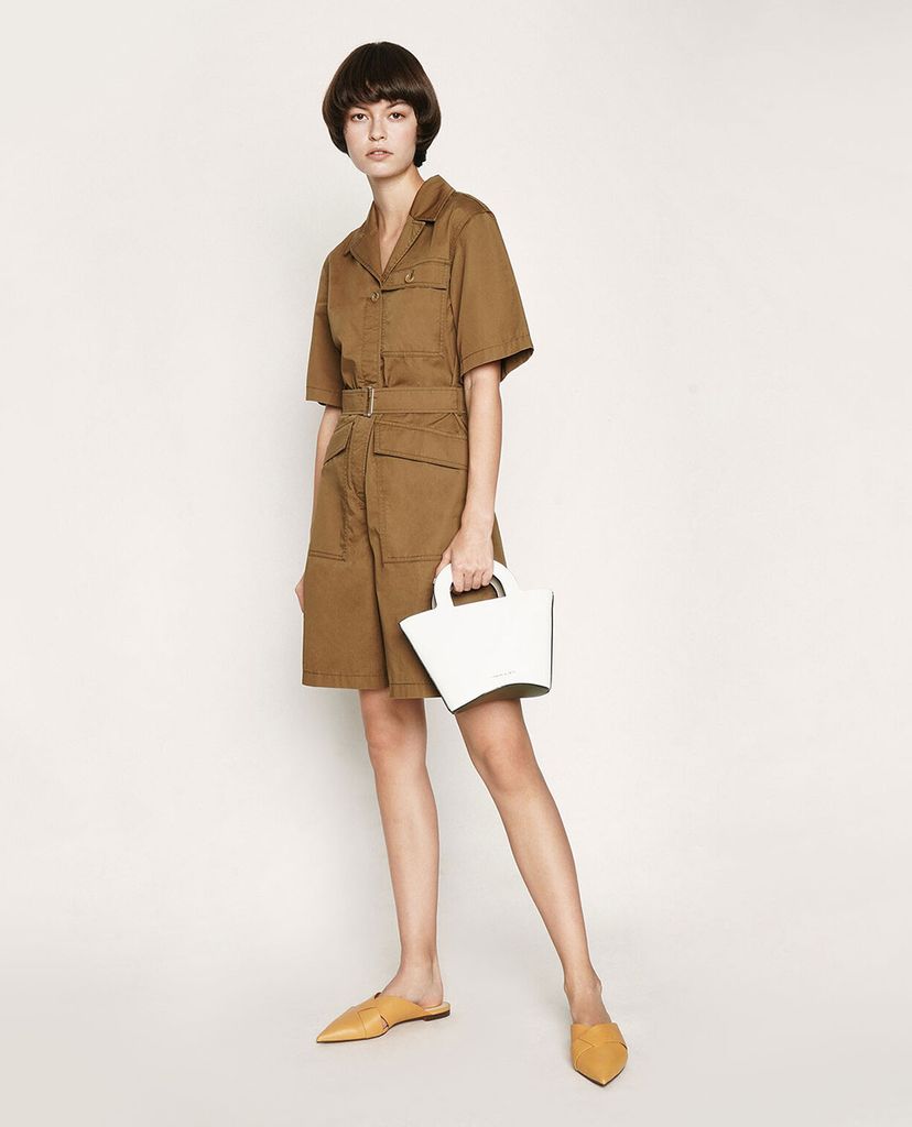 CHARLES & KEITH - Túi xách tay hình thang Textured Trapeze