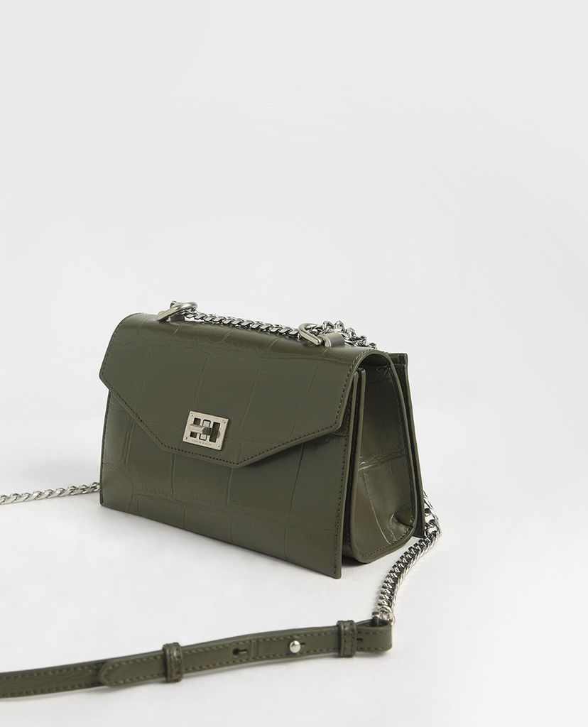 CHARLES & KEITH - Túi đeo chéo chữ nhật Turn Lock