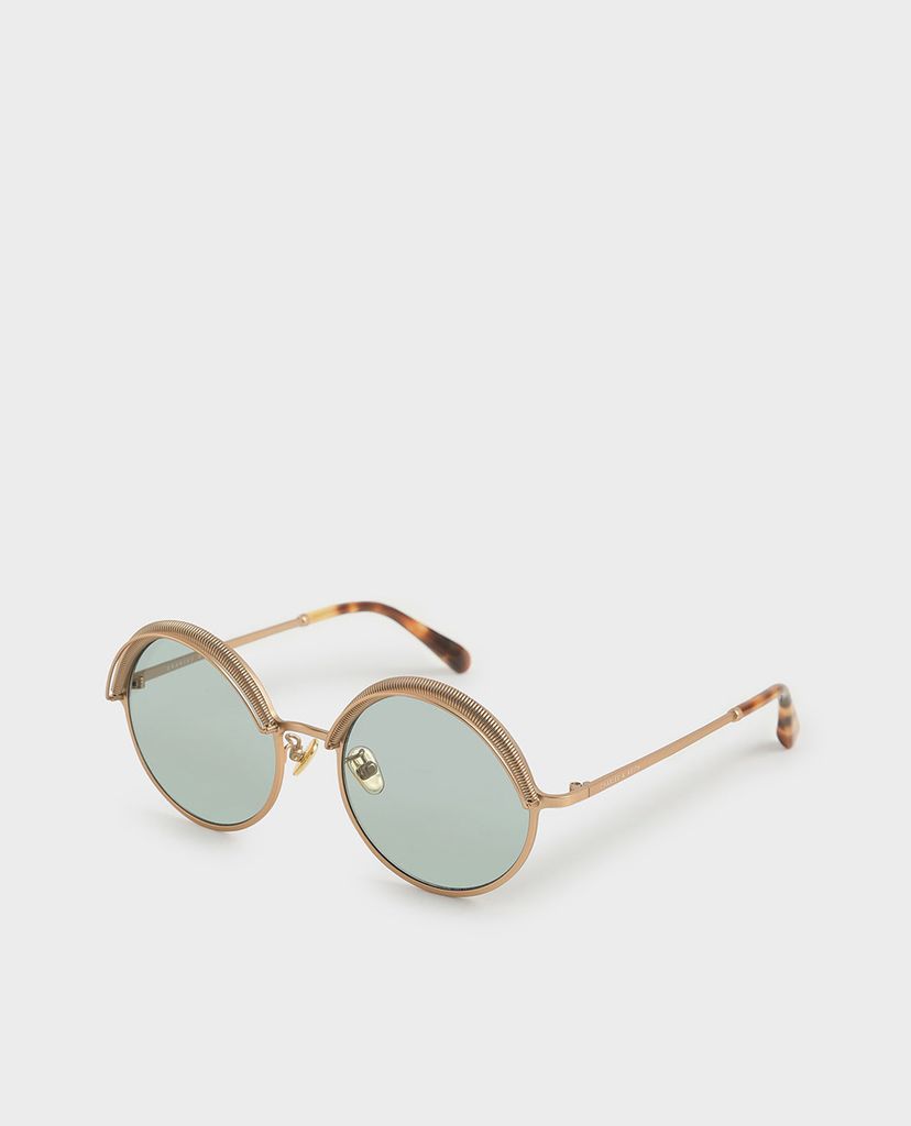 CHARLES & KEITH - Kính mát nữ gọng tròn Half Rim Round
