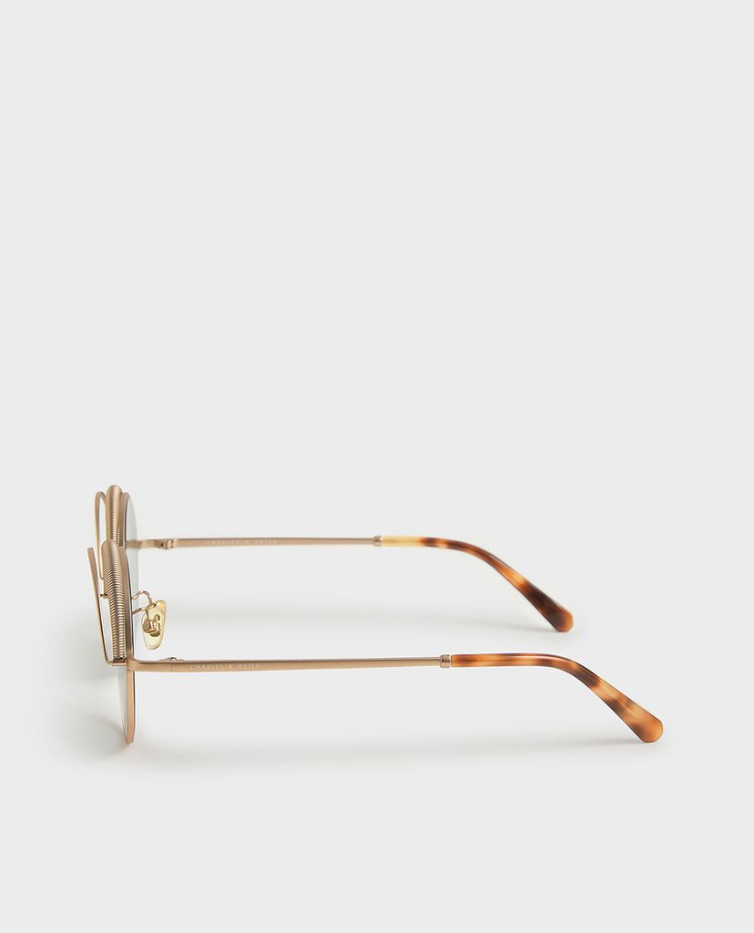 CHARLES & KEITH - Kính mát nữ gọng tròn Half Rim Round