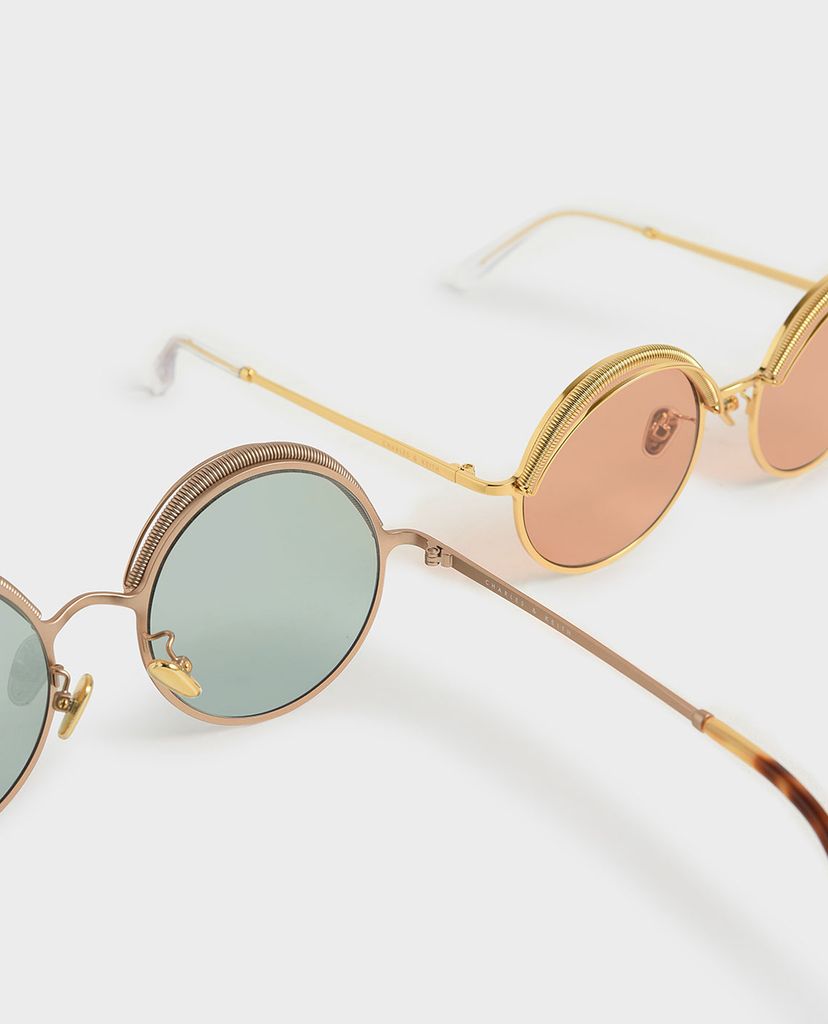 CHARLES & KEITH - Kính mát nữ gọng tròn Half Rim Round