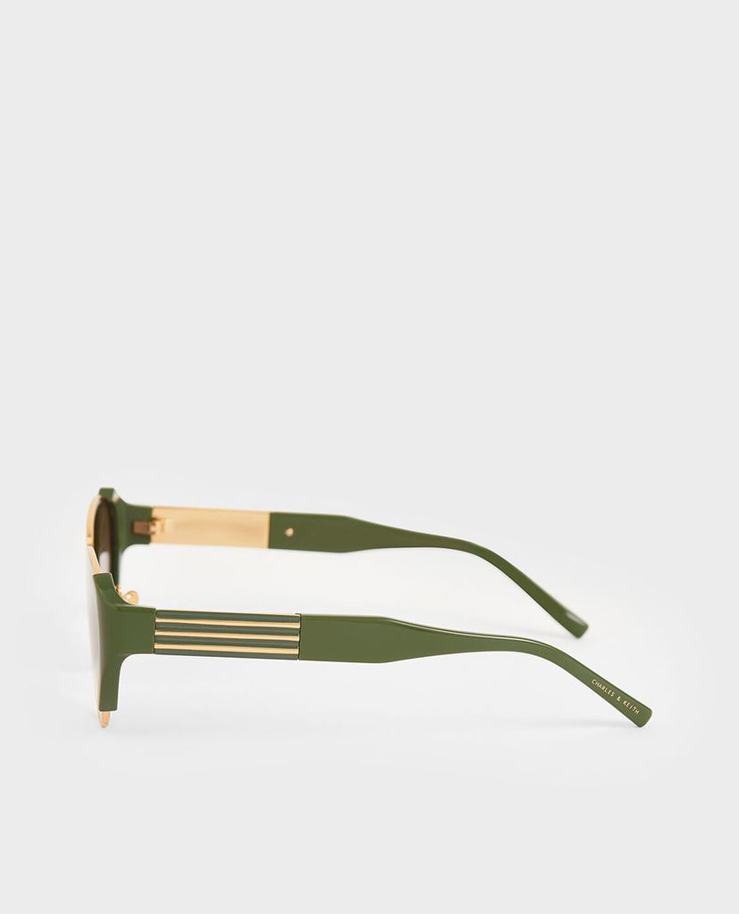 CHARLES & KEITH - Kính mát nữ gọng mắt mèo Acetate Striped